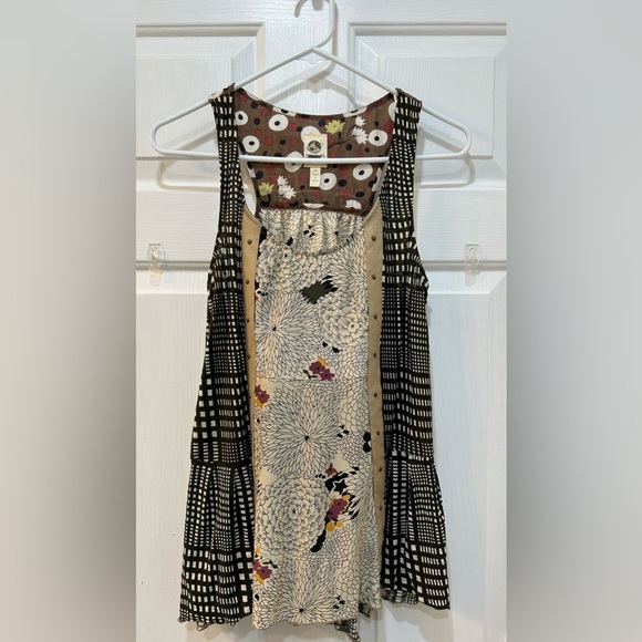 Anthropologie Tiny Boho Printed Blouse Sleeveless Silk Blend Hippie Women Sz M - Picture 1 of 7